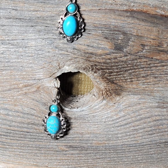 Itzel Genuine Turquoise & Sterling Silver Earrings. - Picture 5 of 8